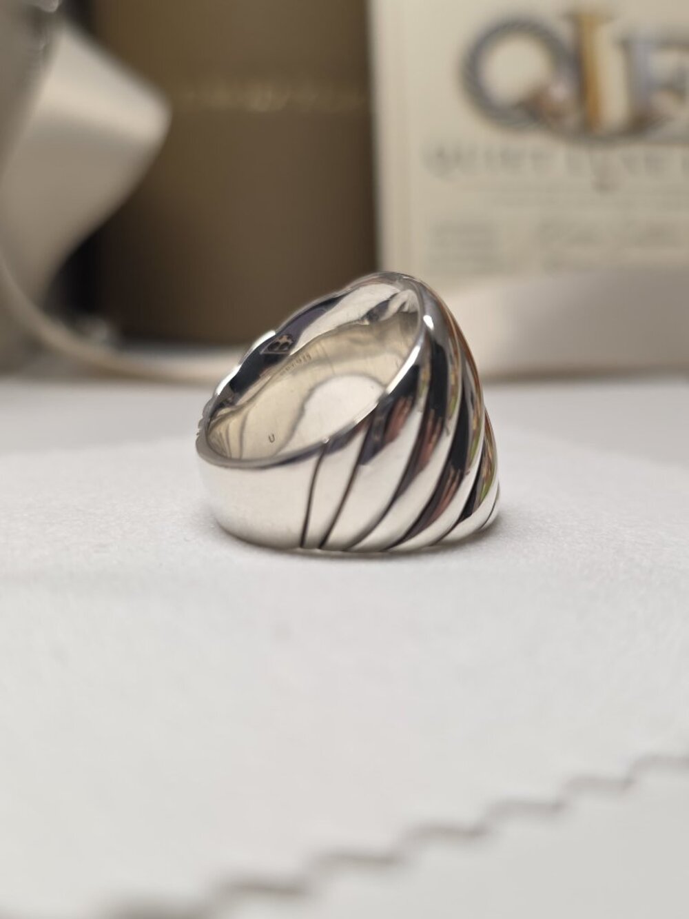 David Yurman Sculpted Cable Statement Ring 21mm Sterling Silver Size 7 - Picture 8 of 14